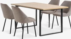 AABENRAA + VELLEVAABENRAA L160 table coloris chêne + 4 VELLEV chaises sable