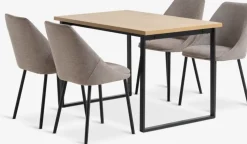 AABENRAA + VELLEVAABENRAA L120 table coloris chêne + 4 VELLEV chaises sable