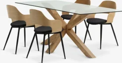 AGERBY + HVIDOVREAGERBY L190 table chêne naturel + 4 HVIDOVRE chaises noir