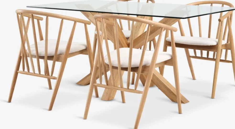 AGERBY + LYKSBORGAGERBY L160 table chêne + 4 LYKSBORG chaises chêne naturel