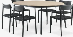 AKTIVEN + HAGLEBUAKTIVEN L118/168 table naturel + 4 HAGLEBU chaises noir