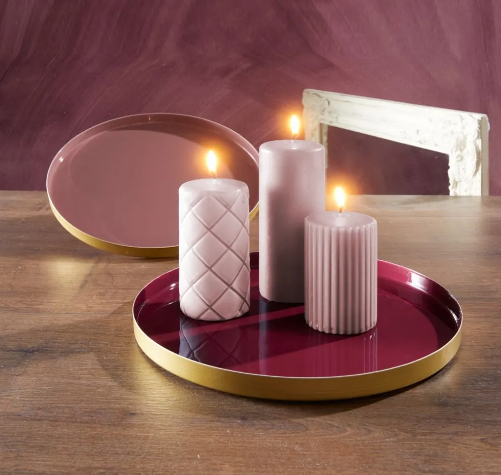 ALFREDBougie pilier ALFRED rose 3pcs/pqt