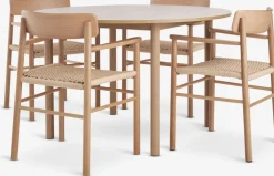 ALSTED + ISLEVALSTED Ø120 table colo. chêne + 4 ISLEV chaises a/accoudoirs