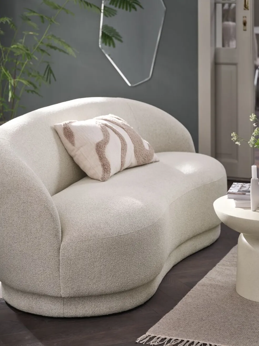 ANDRUPCanapé ANDRUP 3 places ovale tissu beige