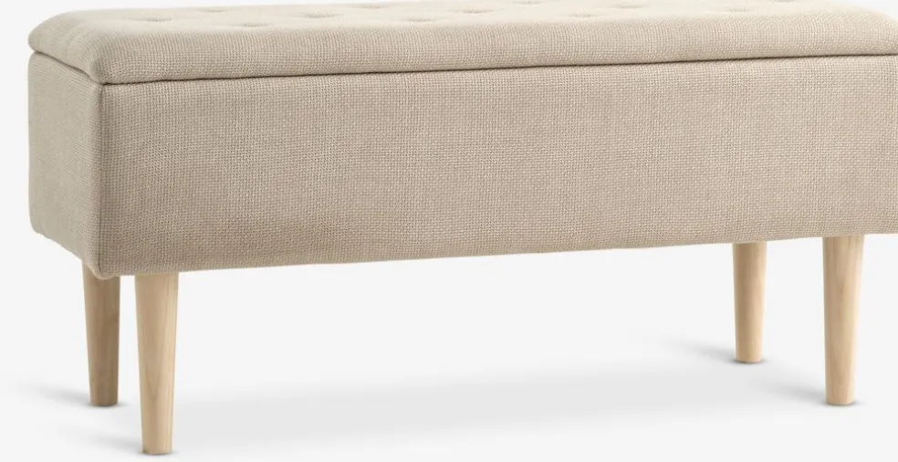 BADSTEDBanc BADSTED a/rangement tissu beige/coloris chêne