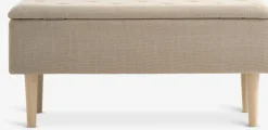 BADSTEDBanc BADSTED a/rangement tissu beige/coloris chêne