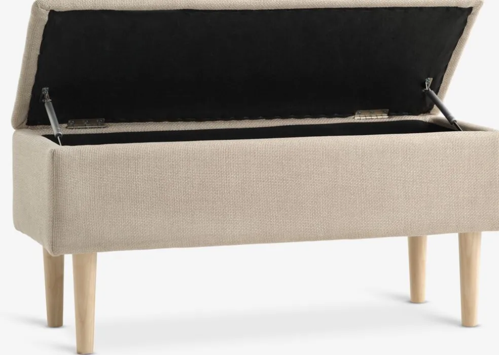 BADSTEDBanc BADSTED a/rangement tissu beige/coloris chêne