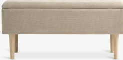 BADSTEDBanc BADSTED a/rangement tissu beige/coloris chêne