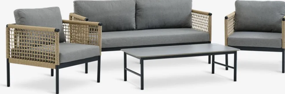 BAMLEEnsemble lounge BAMLE 4,5 personnes séchage rapide gris