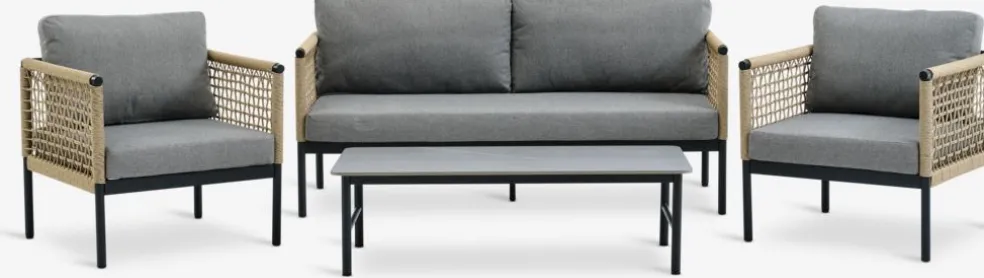BAMLEEnsemble lounge BAMLE 4,5 personnes séchage rapide gris