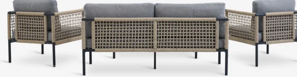 BAMLEEnsemble lounge BAMLE 4,5 personnes séchage rapide gris