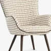 BIERSTEDFauteuil BIERSTED à carreaux tissu beige/brun