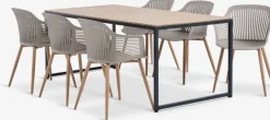 DAGSVAD + VANTOREDAGSVAD L190 table naturel + 4 VANTORE chaises sable foncé