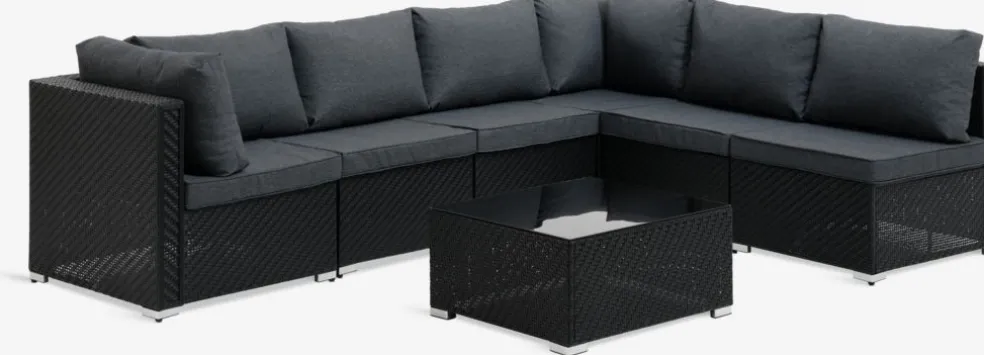 EGEnsemble lounge modulable EG 6 personnes noir