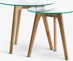 FALSLEDTables gigognes FALSLED Ø50/40 verre/chêne naturel 2 pièces