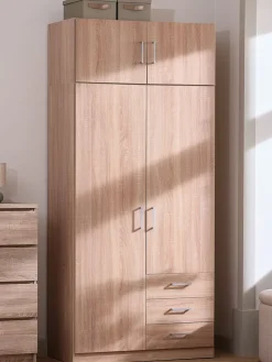 FANDRUPArmoire FANDRUP 97x176 2 portes 3 tiroirs coloris chêne c.