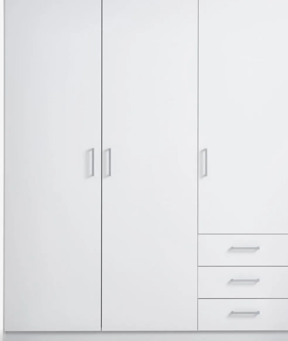 FANDRUPArmoire FANDRUP 145x176 3 portes 3 tiroirs blanc