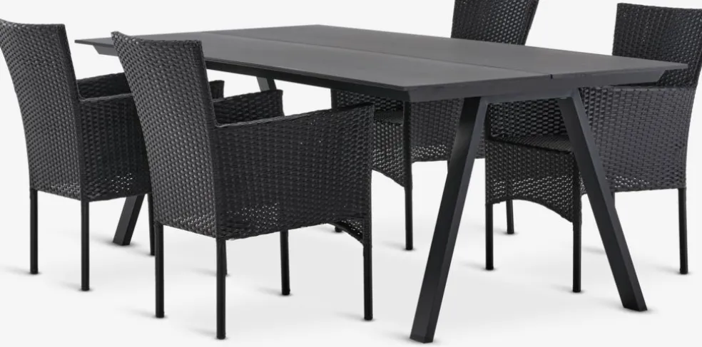 FAUSING + AIDTFAUSING L220 table + 4 AIDT chaises noir