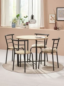 GADSTRUPGADSTRUP Ø85 table + 4 GADSTRUP chaises noir/coloris chêne