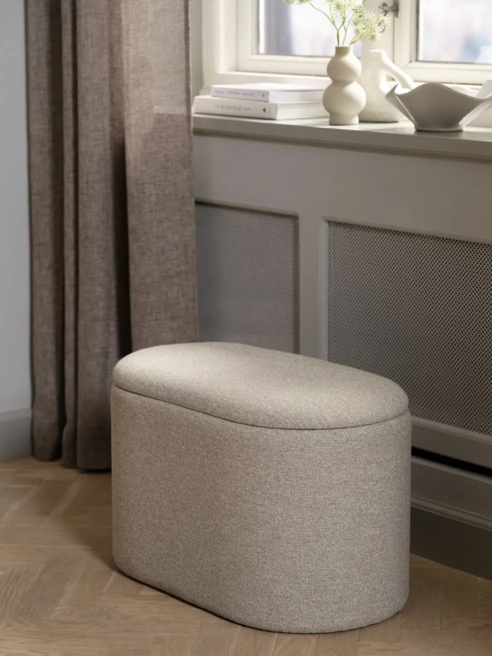 GISLEVPouf GISLEV 65x36 a/rangement tissu sable