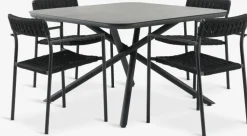 GOTHENBURG + TRILLEVALLENGOTHENBURG L120 table gris + 4 TRILLEVALLEN chaises noir