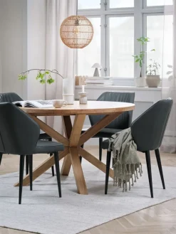 GRIBSKOV + LUNDERSKOVGRIBSKOV Ø120 table chêne + 4 LUNDERSKOV chaises anthracite