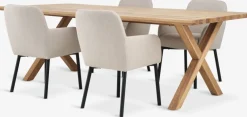 GRIBSKOV + SOTTRUPGRIBSKOV L230 table chêne naturel + 4 SOTTRUP chaises beige