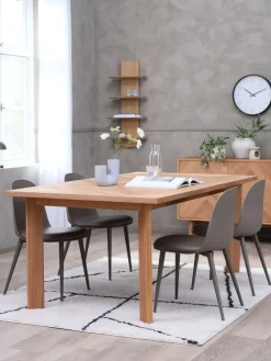 HARESKOV + ULDALHARESKOV L200 table coloris chêne + 4 ULDAL chaises brun