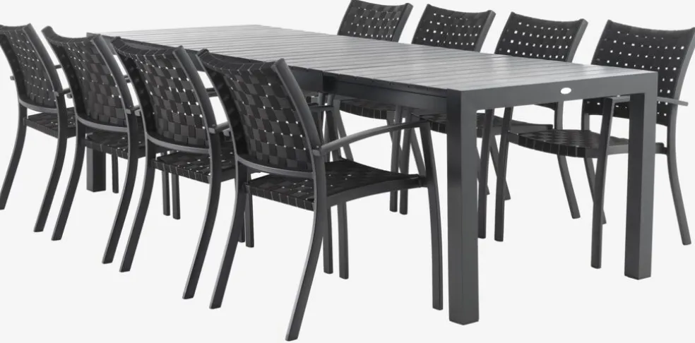 HESTEHAVE + GLOMFJORDHESTEHAVE L205/275 table + 4 GLOMFJORD chaises noir