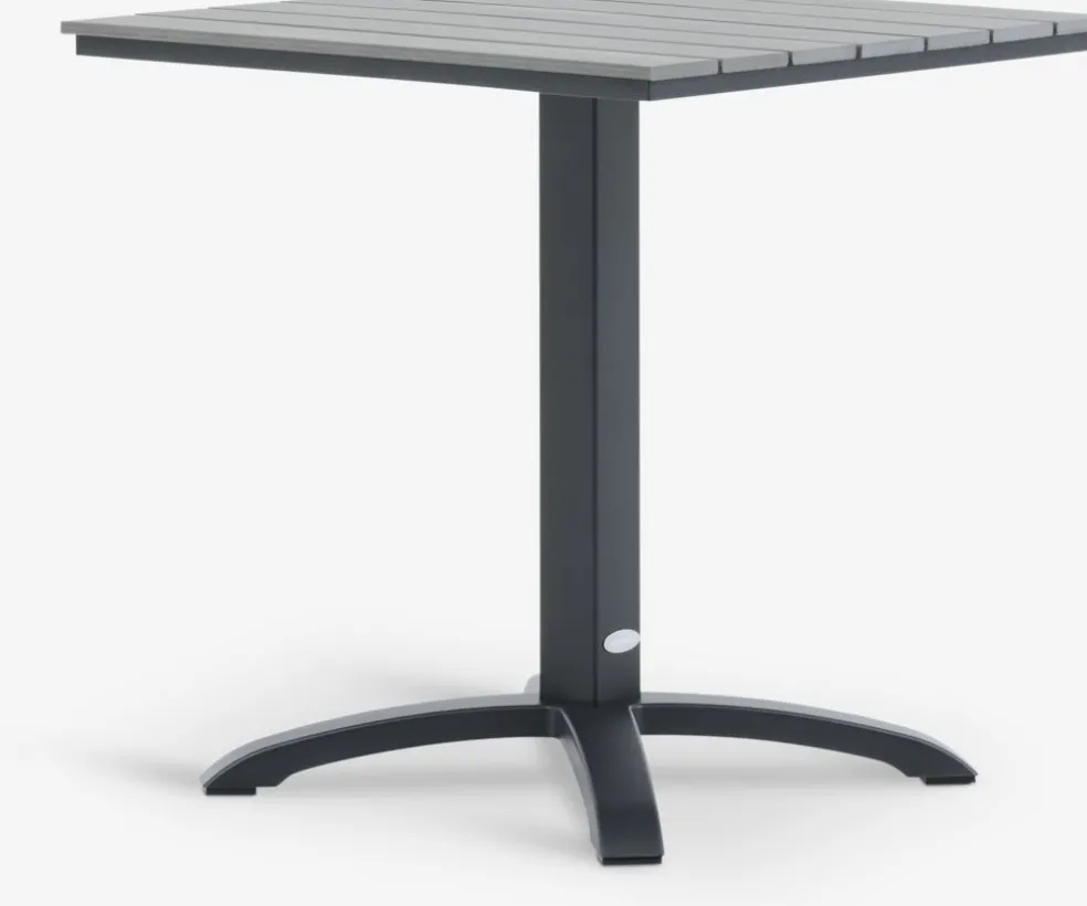 HOBRO + AIDTHOBRO L70 table gris + 2 AIDT chaises noir