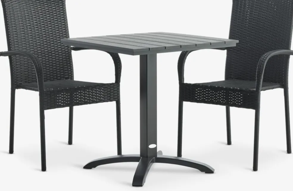HOBRO + GUDHJEMHOBRO L70 table + 2 GUDHJEM chaises noir