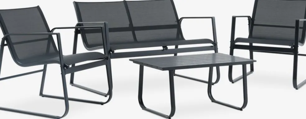 HORNSLETEnsemble lounge HORNSLET 4 personnes noir