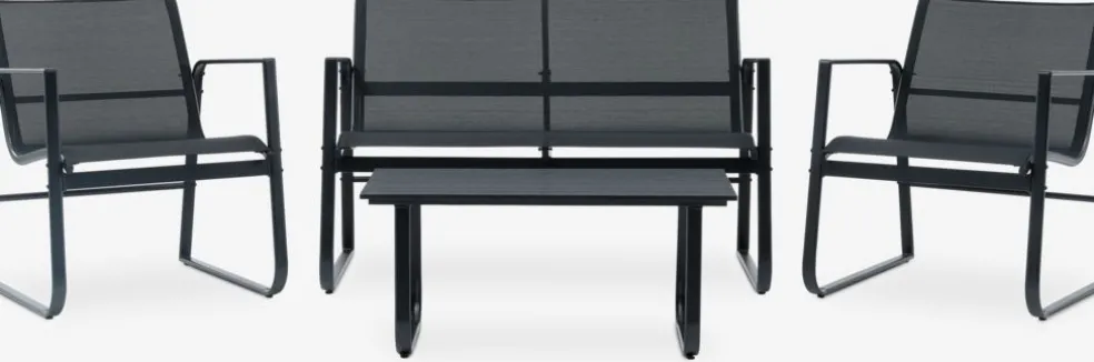 HORNSLETEnsemble lounge HORNSLET 4 personnes noir