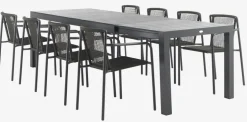 HSTEHAVE + KRISTIANSTADHESTEHAVE L205/275 table noir + 4 KRISTIANSTAD chaises vert