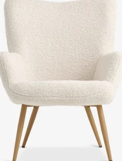 HUNDESTEDFauteuil HUNDESTED tissu teddy blanc cassé/coloris chêne