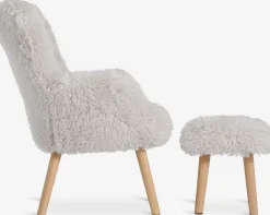 HVILSTEDFauteuil a/repose-pieds HVILSTED tissu teddy blanc ca./nat.