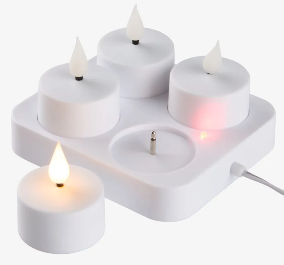 JANSSONBougies chauffe-plat LED JANSSON blanc/noir a/chargeur