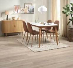 JEGIND + JONSTRUPJEGIND L130 table blanc + 4 JONSTRUP chaises cognac