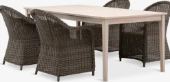 KOLLEN + GAMMELBYKOLLEN L205 table acacia + 4 GAMMELBY chaises gris