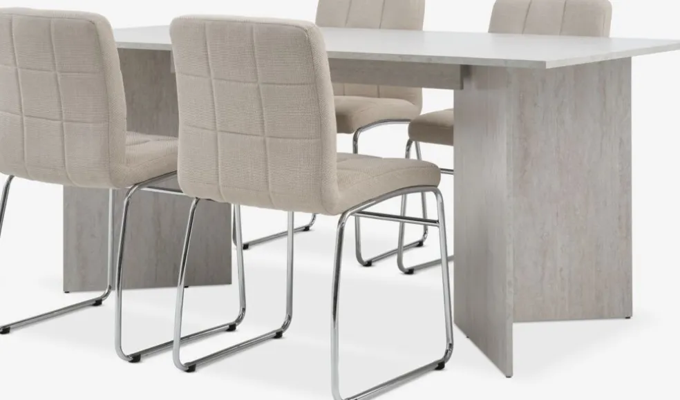 KRONDAL + HAMMELKRONDAL L180 table colo. travertin + 4 HAMMEL chaises beige
