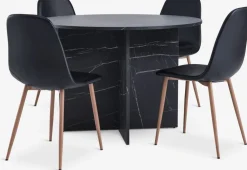 KRONDAL + JONSTRUPKRONDAL Ø110 table imi. marbre + 4 JONSTRUP chaises noir