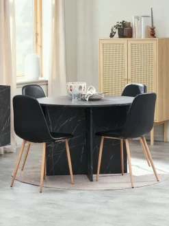 KRONDAL + JONSTRUPKRONDAL Ø110 table imi. marbre + 4 JONSTRUP chaises noir