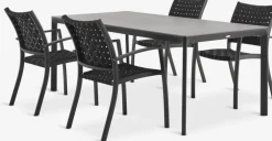 KUMLA + GLOMFJORDKUMLA L200 table gris + 4 GLOMFJORD chaises noir
