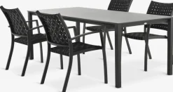 LANGET + GLOMFJORDLANGET L207 table + 4 GLOMFJORD chaises noir