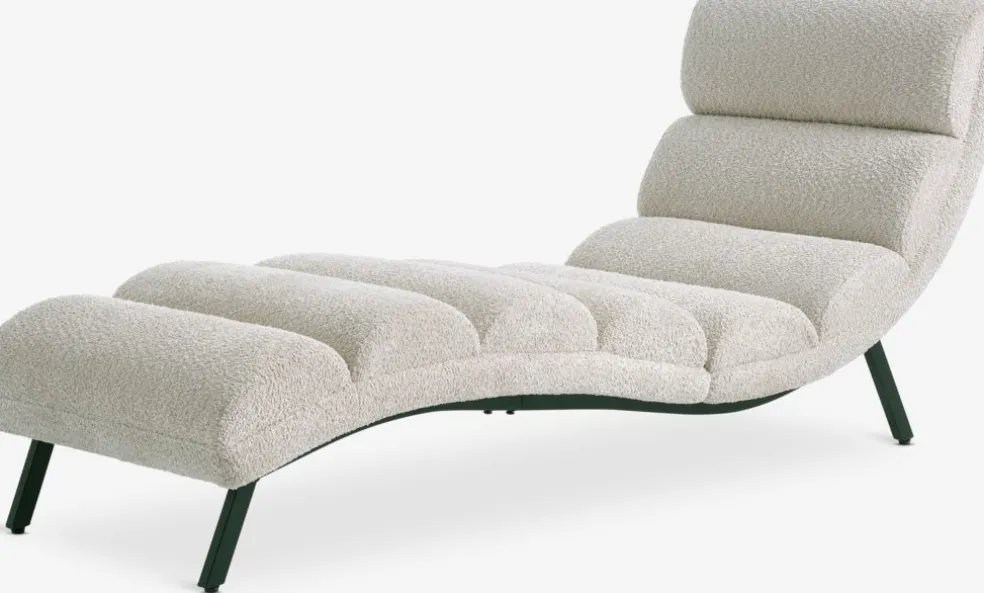 LINDELSEChaise longue d'intérieur LINDELSE tissu teddy beige/noir