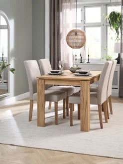 LINTRUP + TUREBYLINTRUP L140 table coloris chêne + 4 TUREBY chaises beige
