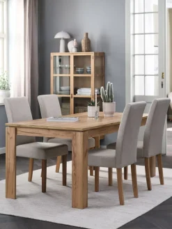 LINTRUP + TUREBYLINTRUP L190/280 table colo. chêne + 4 TUREBY chaises beige