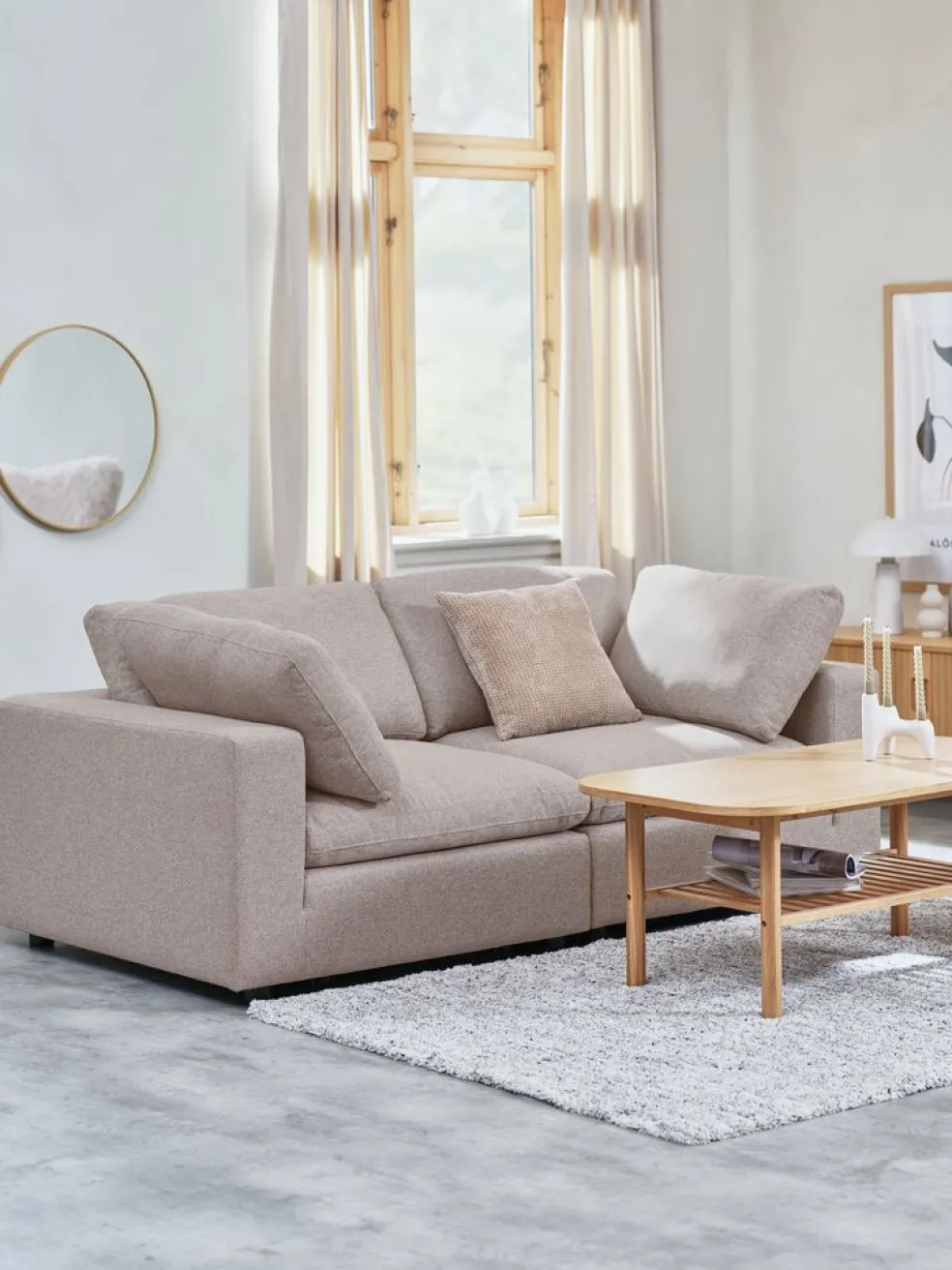 LYBYCanapé modulable LYBY 2 places tissu sable