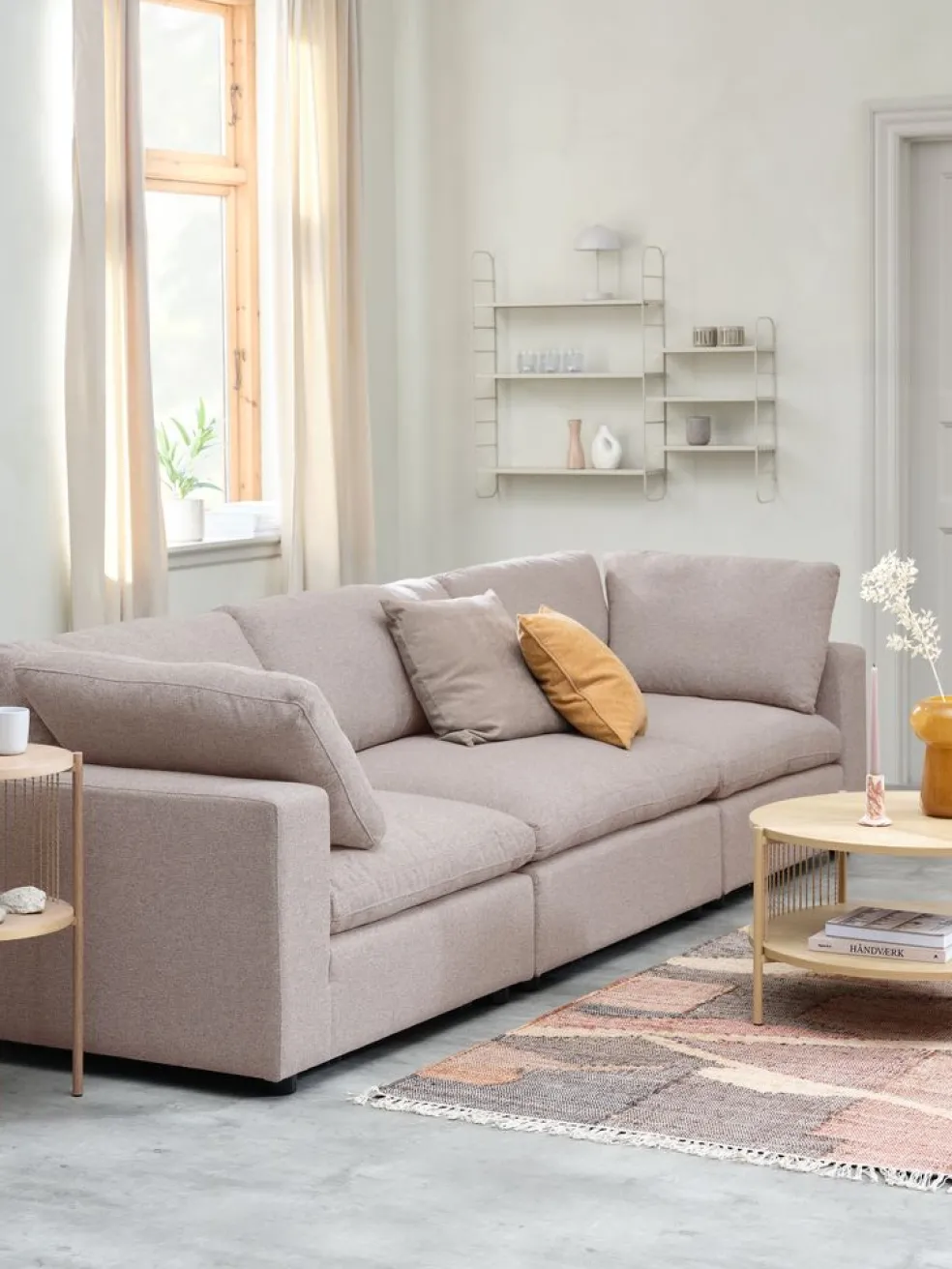 LYBYCanapé modulable LYBY 3 places tissu sable