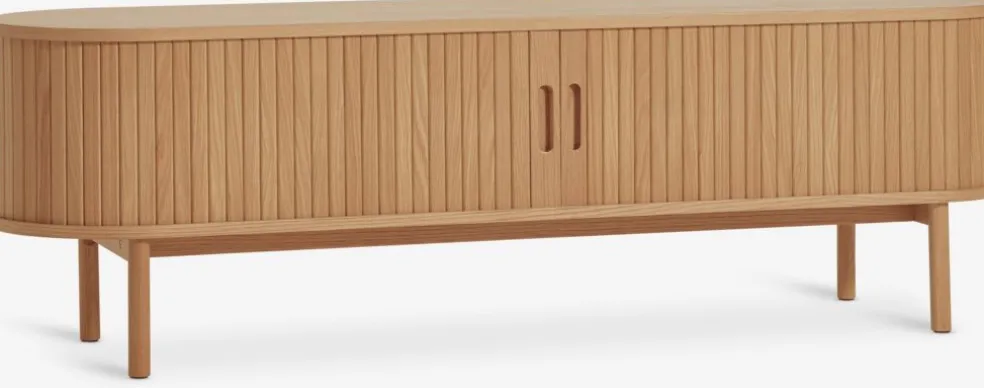 LYNGVIGMeuble TV LYNGVIG 160cm 2 portes tambours chêne naturel